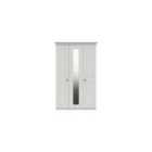 One Call Furniture Bordeaux 3 Door Wardrobe With Mirror Ready Assembled White