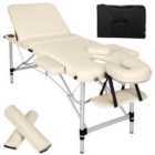 Tectake Massage Table 3 Zone w/ Carry Back And Bolsters - Cream