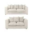 Luxury Life Dylan Jumbo Cord 3+2 Seater Fabric Sofa In Cream