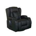 Leather Manual Recliner Armchair with Head Massager in Black