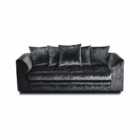 Luxury Life Dylan Crushed Velvet 3 Seater Fabric Sofa In Black