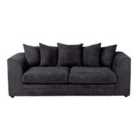 Luxury Life Dylan Jumbo Cord 3 Seater Fabric Sofa In Black