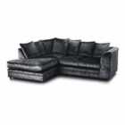 Luxury Life Dylan Crushed Velvet Left Hand Facing Chaise 4 Seater L-shaped Fabric Sofa In Black