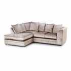 Luxury Life Dylan Crushed Velvet Left Hand Facing Chaise 4 Seater L-shaped Fabric Sofa In Mink