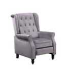 Velvet Pushback Recliner Wingback Armchair in Grey