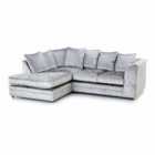Luxury Life Dylan Crushed Velvet Left Hand Facing Chaise 4 Seater L-shaped Fabric Sofa In Silver