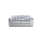Luxury Life Dylan Crushed Velvet 3 Seater Fabric Sofa In Silver