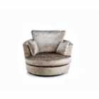 Luxury Life Dylan Crushed Velvet Fabric Swivel Chair Armchair In Mink