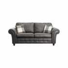 Luxury Life Oakland Suede 3 Seater Fabric Sofa In Charcoal Black