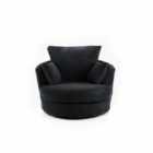 Luxury Life Dylan Jumbo Cord Fabric Swivel Chair Armchair In Black