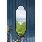 Mirroroutle Duplici - Black Metal Framed Double Arched Oval Garden Wall Mirror 59'' x 20'' (150cm x 52cm)