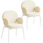 Tectake Dining Chair Scandi - Padded w/ Boucle Cover, Set Of 2 Chairs