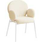 Tectake Dining Chair Scandi - Padded w/ Boucle Cover, High Backrest