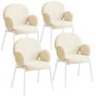 Tectake Dining Chair Scandi - Padded w/ Boucle Cover, Set Of 4 Chairs