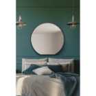 Mirroroutlet Circulus - Black Framed Flat Bottom Circular Wall Mirror - Perfect For The Mantle! 33" X 31" (84Cm X 80Cm)