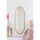 Mirroroutlet Duplici - New Gold Metal Framed Double Arched Oval Wall Mirror 59" X 20" (150Cm X 52Cm)