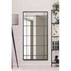 Mirroroutlet Tabula - New Black Metal Framed Window Wall Or Leaner Mirror 63" X 31" (160Cm X 80Cm)