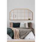 Mirroroutlet Arcus - Gold Metal Framed Window Arched Wall Or Mantle Mirror 69" X 33" (174Cm X 85Cm)