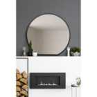 Mirroroutlet Circulus - Black Framed Flat Bottom Circular Wall Mirror - Perfect For The Mantle! 41" X 39" (105Cm X 100Cm)