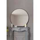 Mirroroutlet Circulus - Black Framed Flat Bottom Circular Wall Mirror - Perfect For The Mantle! 50" X 47" (126Cm X 120Cm)