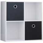 Vida Designs Durham 2X2 Cube Storage Unit, White & Cube Storage Basket, Set Of 2, Black