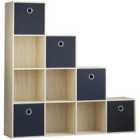 Vida Designs Durham 10 Cube Storage Unit, Oak & Cube Storage Basket, Set Of 5, Black