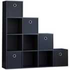 Vida Designs Durham 10 Cube Storage Unit, Black & Cube Storage Basket, Set Of 5, Black