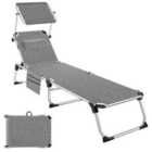 Tectake Sun Lounger Aurelie - Foldable w/ Headrest, 6 Position Backrest