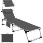 Tectake Sun Lounger Aurelie - Foldable w/ Headrest, 6 Position Backrest