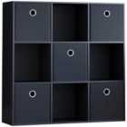 Vida Designs Durham 3X3 Cube Storage Unit, Black & Cube Storage Basket, Set Of 5, Black