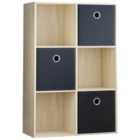 Vida Designs Durham 2X3 Cube Storage Unit, Oak & Cube Storage Basket, Set Of 3, Black