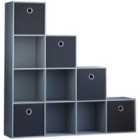 Vida Designs Durham 10 Cube Storage Unit, Grey & Cube Storage Basket, Set Of 5, Black
