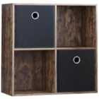 Vida Designs Durham 2X2 Cube Storage Unit, Dark Wood & Cube Storage Basket, Set Of 2, Black