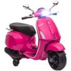 Aiyaplay Vespa Licensed 12V Kids Electric Motorbike w/ 2 Training Wheels - Pink