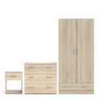 Furniture To Go Space 3 Piece Bundle, Bedside, Chest And 2 Door 1 Drawer Wardrobe In Oak