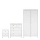 Furniture To Go Madrid 3 Piece Bundle, Bedside, Chest And 2 Door Wardrobe In White