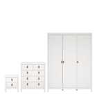 Furniture To Go Barcelona 3 Piece Bundle, Bedside, Chest And 3 Door Wardrobe In White