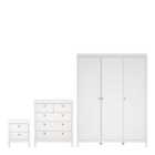 Furniture To Go Madrid 3 Piece Bundle, Bedside, Chest And 3 Door Wardrobe In White