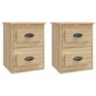 Vidaxl Wall-mounted Bedside Cabinets 2 Pcs Sonoma Oak 41.5X36X53Cm