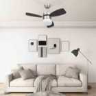 vidaXL Ceiling Fan with Light and Remote Control 76 cm Dark Brown