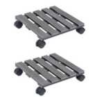vidaXL Plant Trolleys 2 pcs Grey 30x30x7.5cm WPC