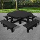 NBB Junior 200cm Octagonal Recycled Plastic Picnic Table - Black