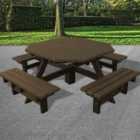 NBB Junior 200cm Octagonal Recycled Plastic Picnic Table - Brown