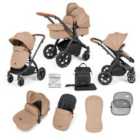 Ickle Bubba Stomp Luxe 9 Piece Pram - Black/Desert/Tan
