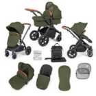 Ickle Bubba Stomp Luxe 9 Piece Pram - Black / Woodland / Tan