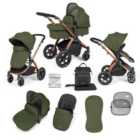 Ickle Bubba Stomp Luxe 9 Piece Pram - Bronze/Woodland/Black