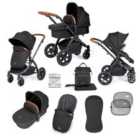 Ickle Bubba Stomp Luxe 9 Piece Pram - Black/Midnight /Tan