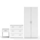 Furniture To Go Space 3 Piece Bundle, Bedside, Chest And 2 Door Wardrobe In White