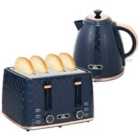HOMCOM 1.7L Kettle And Toaster Set With Defrost Reheat And Crumb Tray Blue