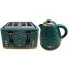 HOMCOM 1.7L Kettle And Toaster Set With Defrost Reheat And Crumb Tray Green